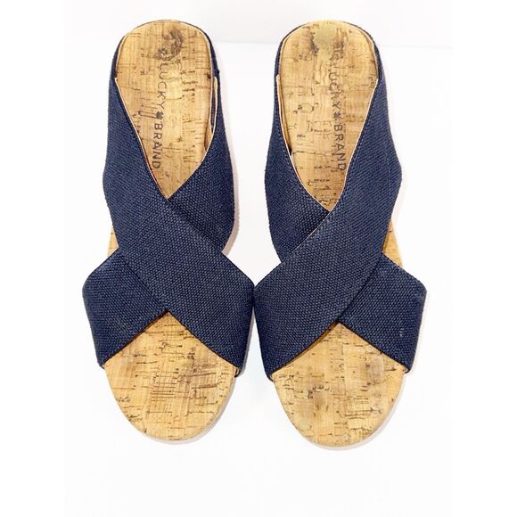 Lucky Brand Blue Cork Platform Sandals - Picture 5 of 12